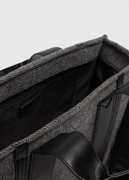 Grey Herringbone Tote Bag - One Size Image 4