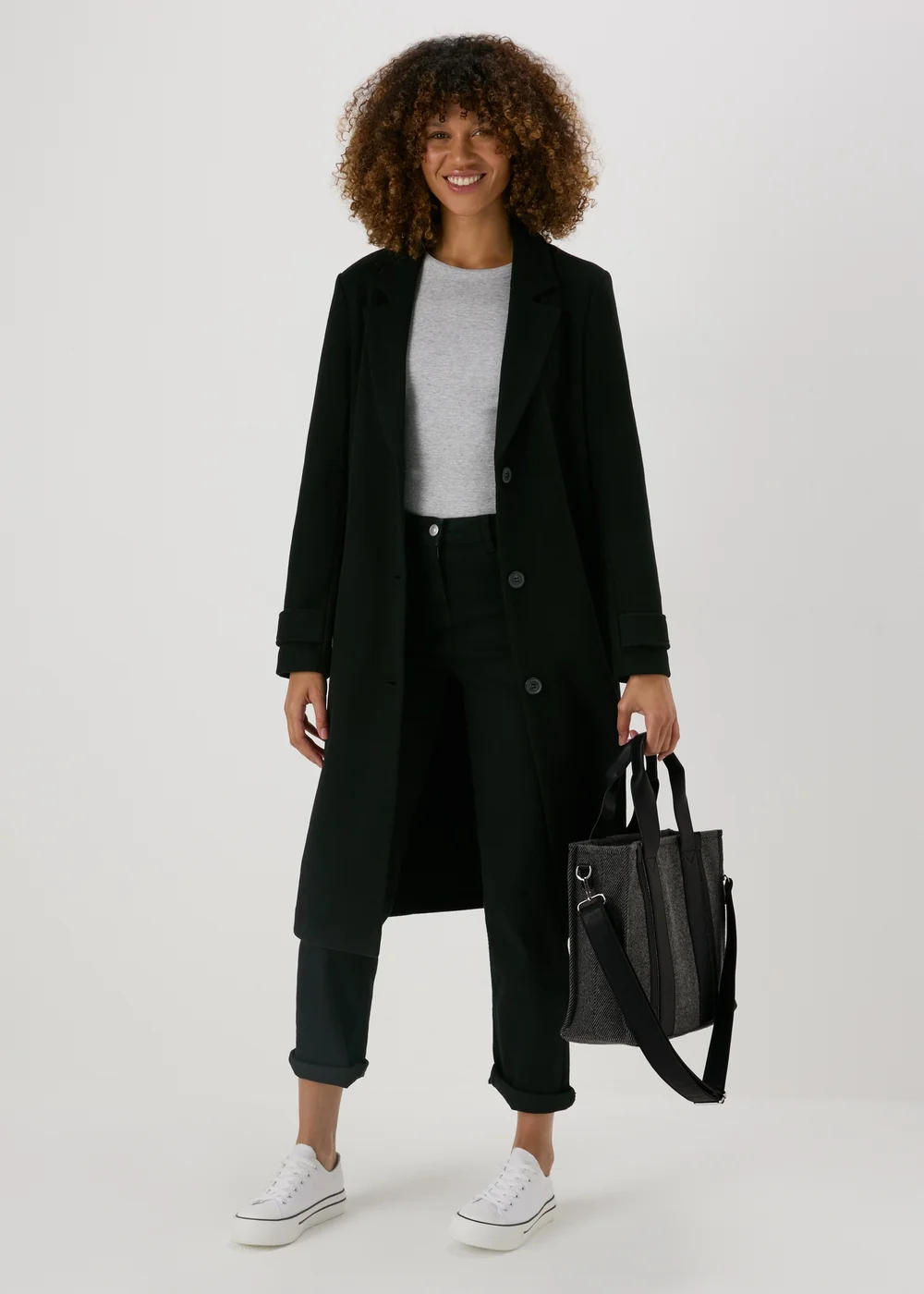 Grey Herringbone Tote Bag - One Size Image 1