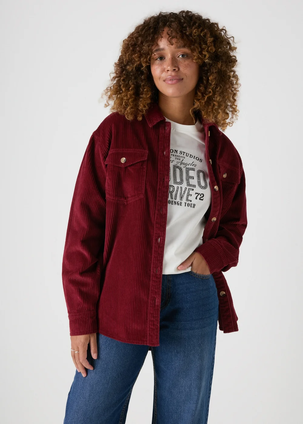 Burgundy Corduroy Shirt - 8 Image 1