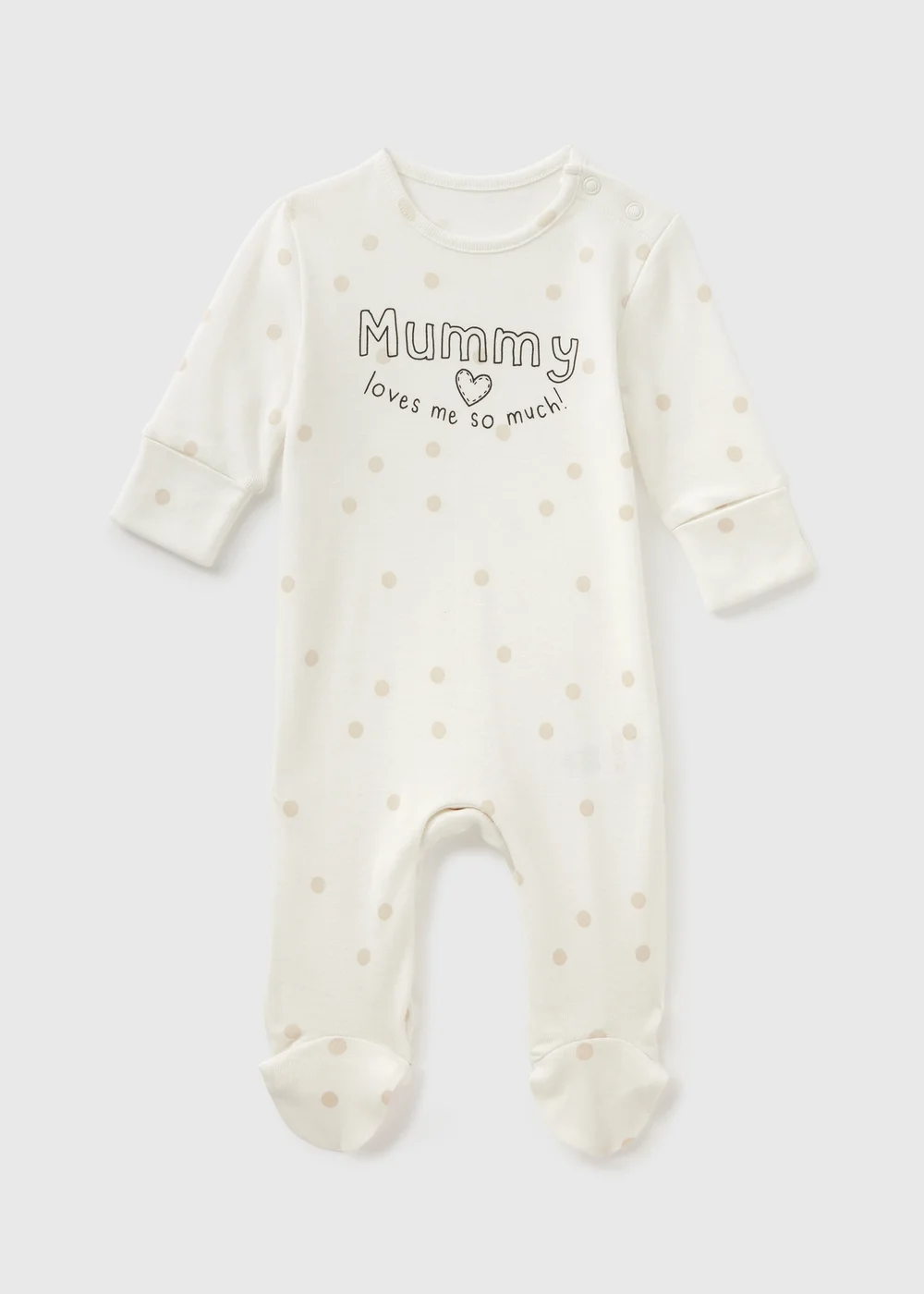 Baby Cream MUMMY Sleepsuit (Newborn-18mths) - Age 0 - 3 Months Image 1