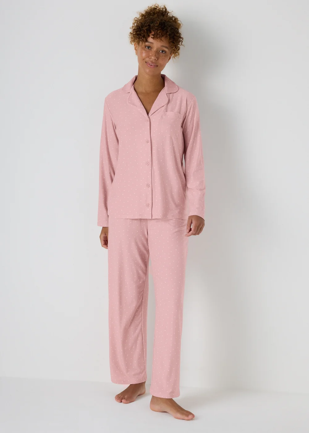 Pink Spot Traditional Pyjama Set - Extra small Image 2