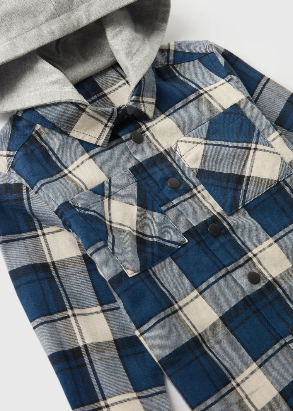 Boys Navy Checked Hooded Shacket (1-7yrs) - 1-1.5 Yrs Image 2