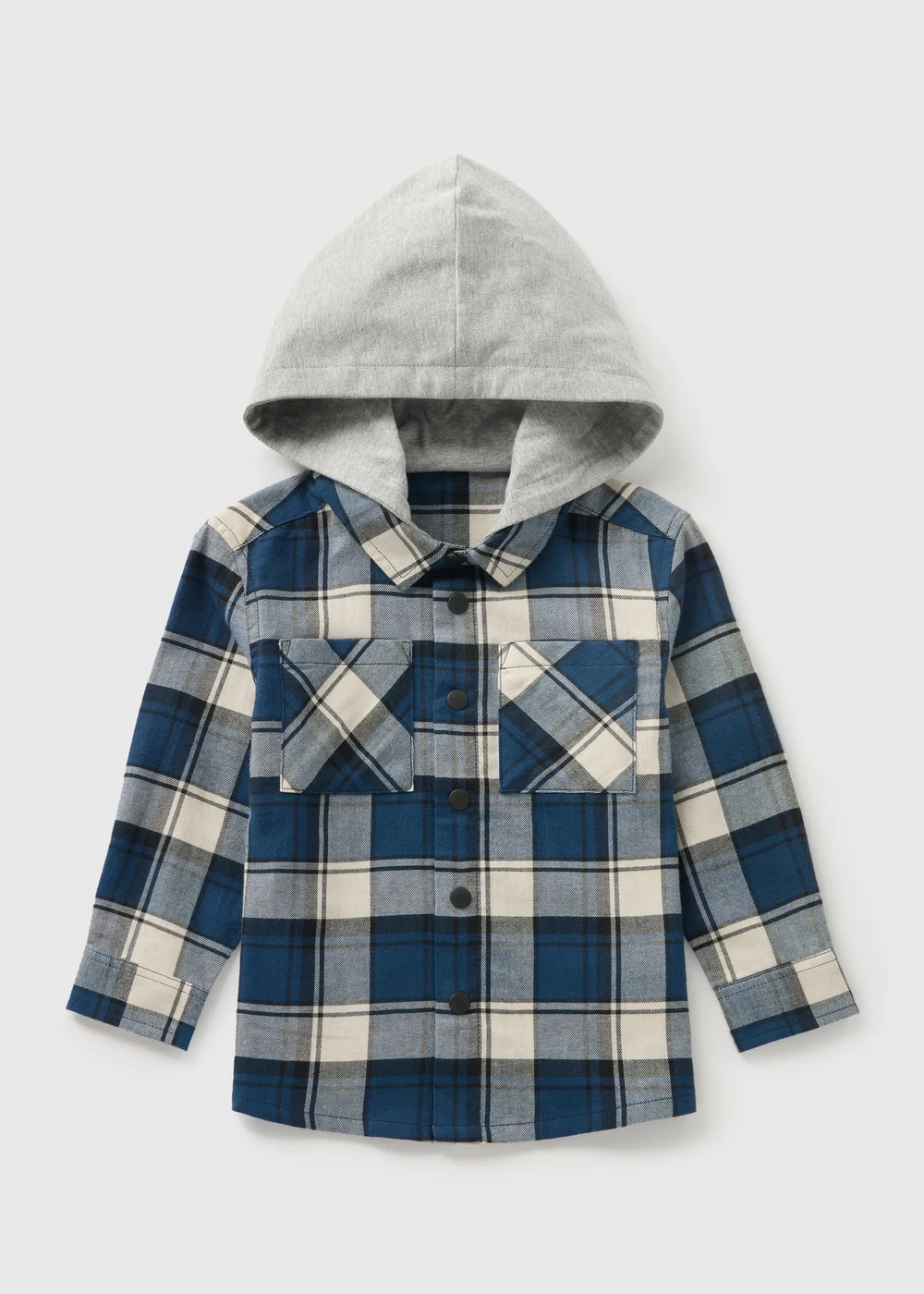 Boys Navy Checked Hooded Shacket (1-7yrs) - 1-1.5 Yrs Image 1
