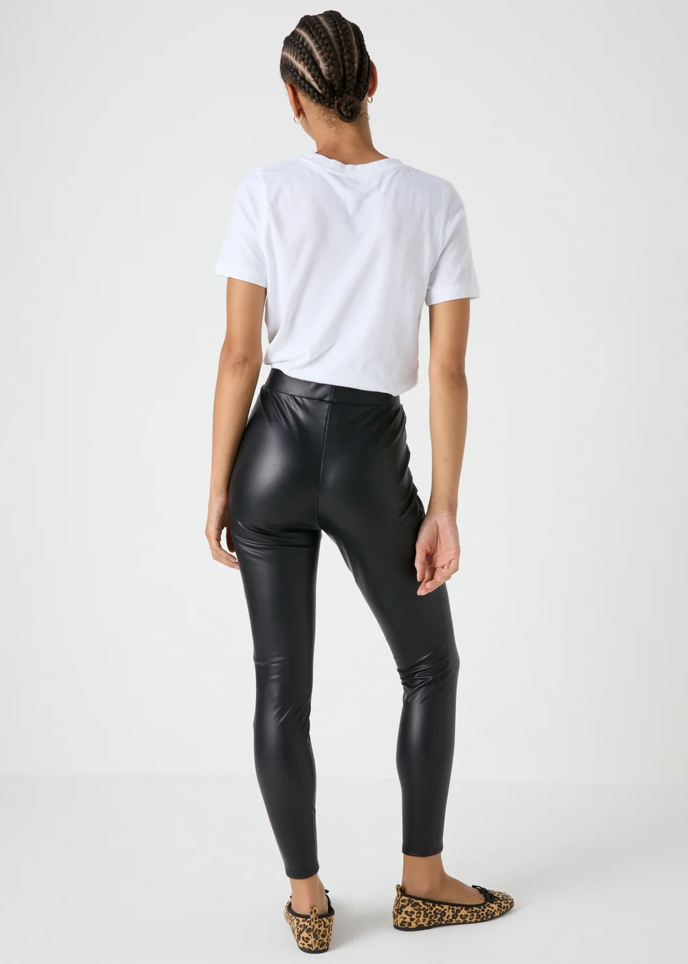 Black Leather Look Leggings - 8 Image 2