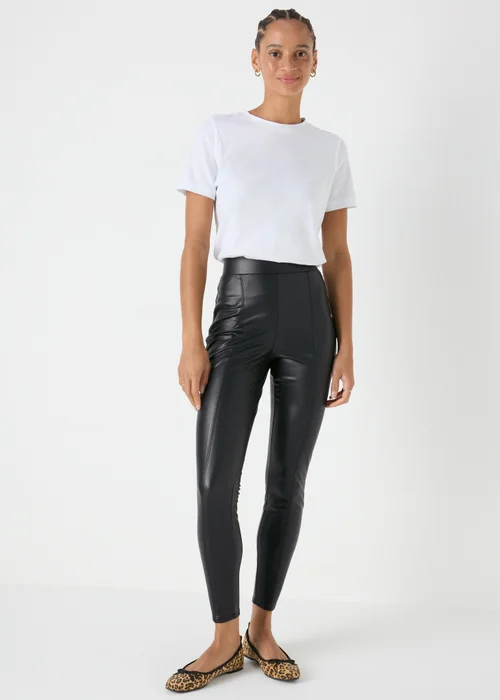 Black Leather Look Leggings - 8 Image 3