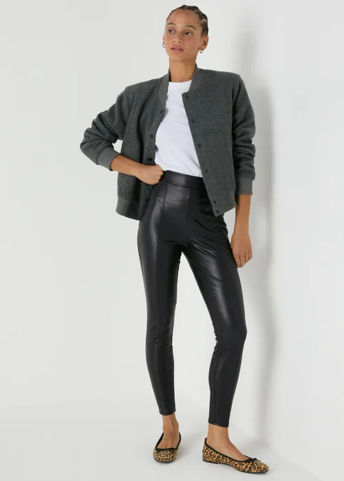 Black Leather Look Leggings - 8 Image 1