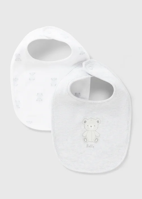 2 Pack Baby Grey Bibs - One Size Image 1