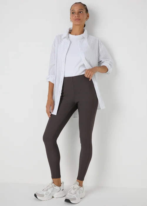 Charcoal Ottoman Ribbed Leggings - 8 Image 1