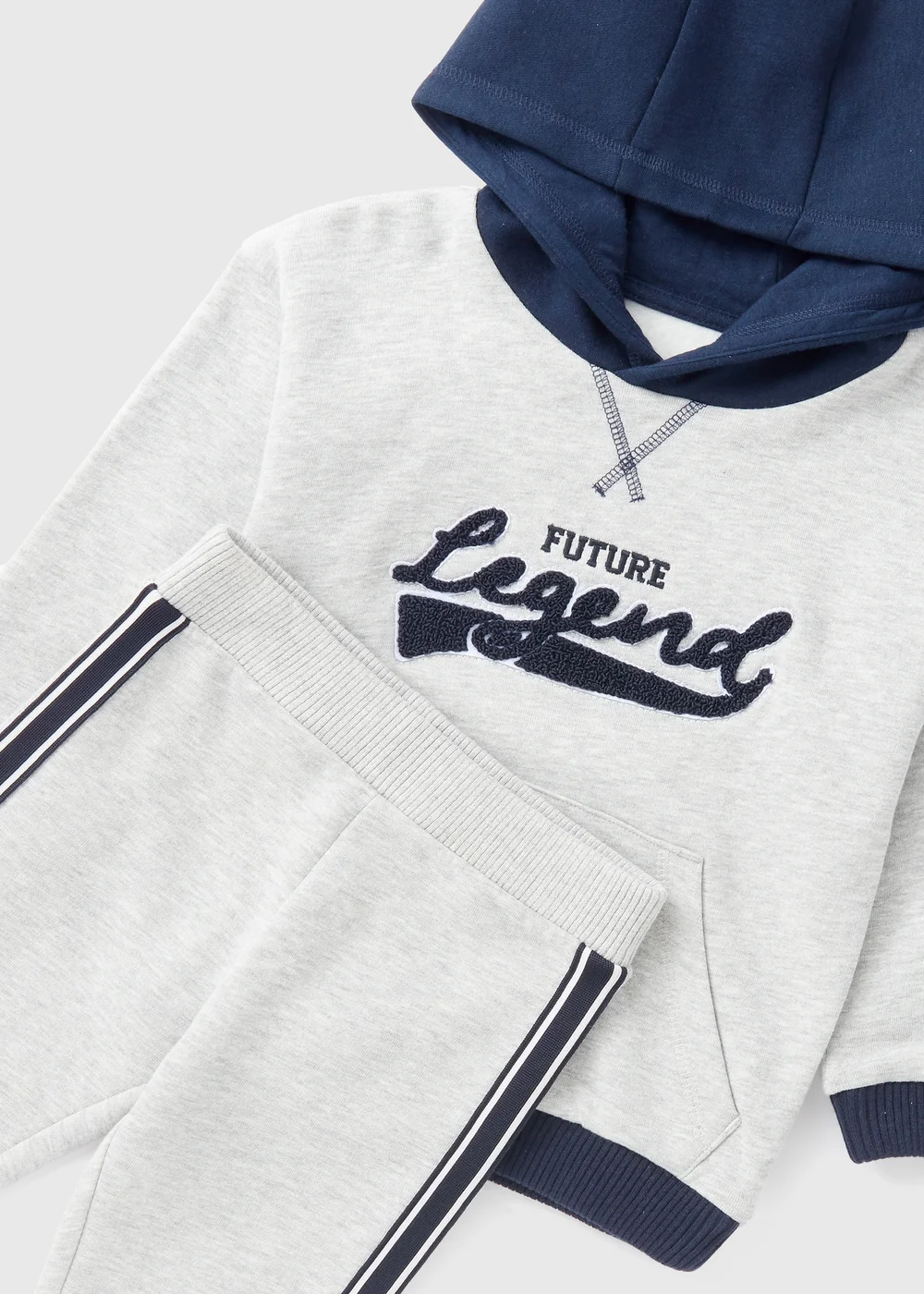 Boys Grey Varsity Style Hoodie & Jogging Bottoms Set (1-7yrs) - 1 half year to 2 Image 2