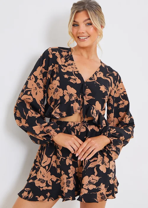 In The Style Jac Jossa Black Floral Co Ord Top - Size 16 Image 2