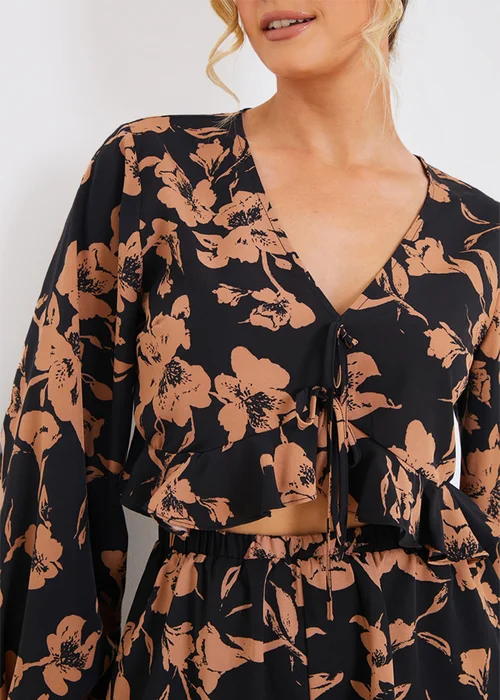 In The Style Jac Jossa Black Floral Co Ord Top - Size 16 Image 3