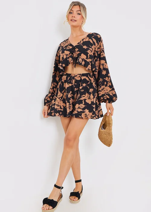 In The Style Black Floral Co Ord Shorts - 12 Image 4