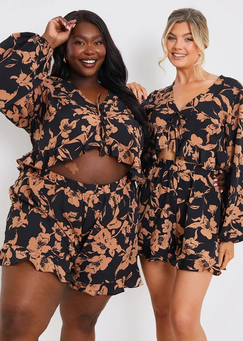 In The Style Black Floral Co Ord Shorts - 12 Image 2