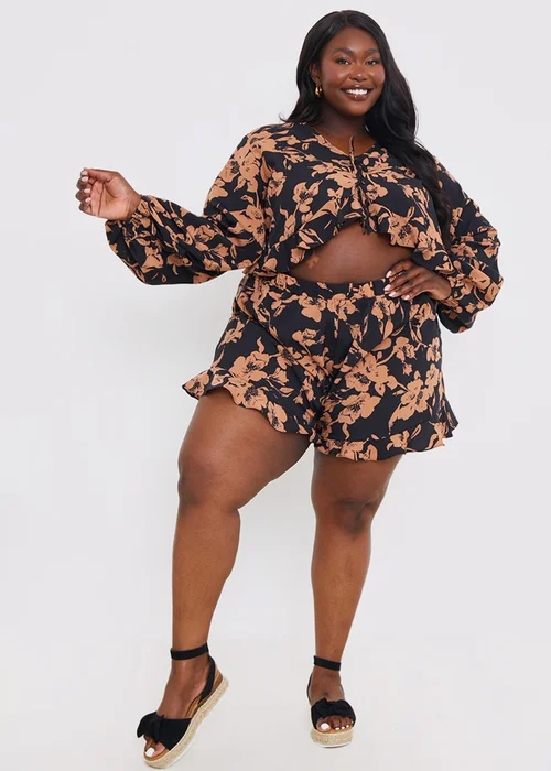 In The Style Black Floral Co Ord Shorts - 12 Image 8