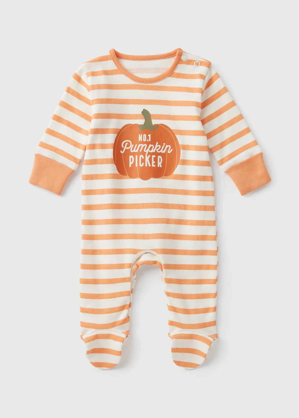 Baby Orange Pumpkin Sleepsuit (Newborn-18mths) - Age 0 - 3 Months Image 1
