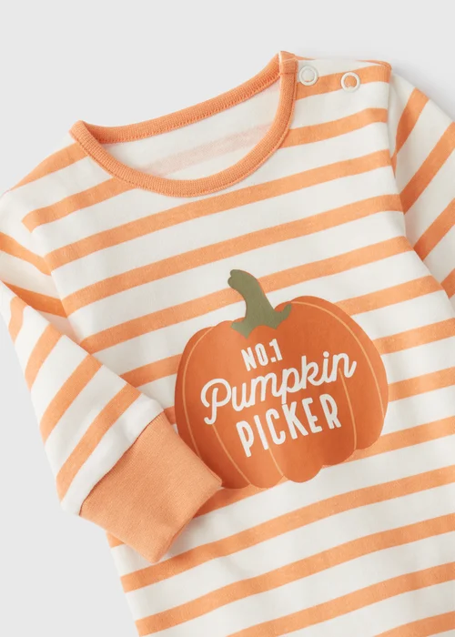 Baby Orange Pumpkin Sleepsuit (Newborn-18mths) - Age 0 - 3 Months Image 2