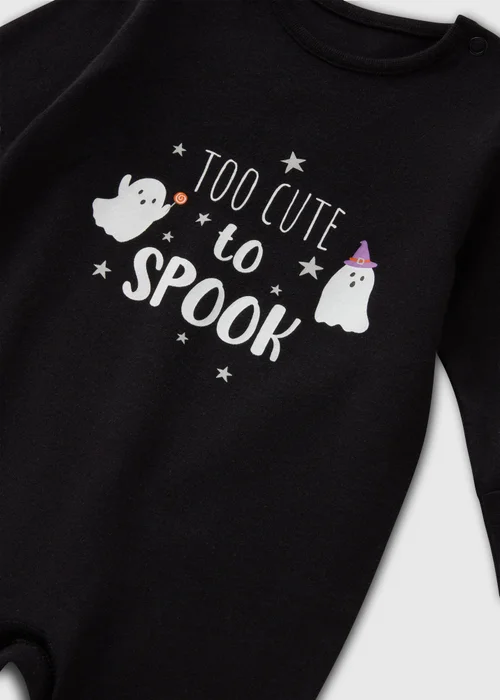 Baby Black Halloween Ghost Sleepsuit (Newborn-18mths) - Age 0 - 3 Months Image 2