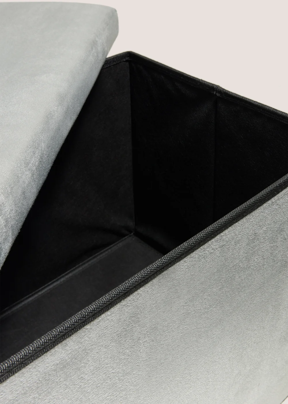 Grey Velvet Ottoman Image 2
