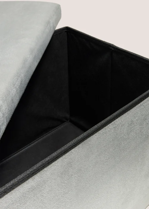 Grey Velvet Ottoman Image 2