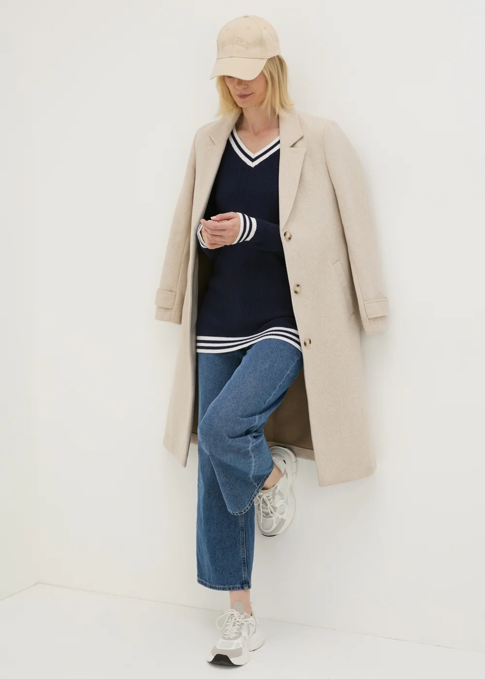 Navy V Neck Knitted Tunic - XS Image 3