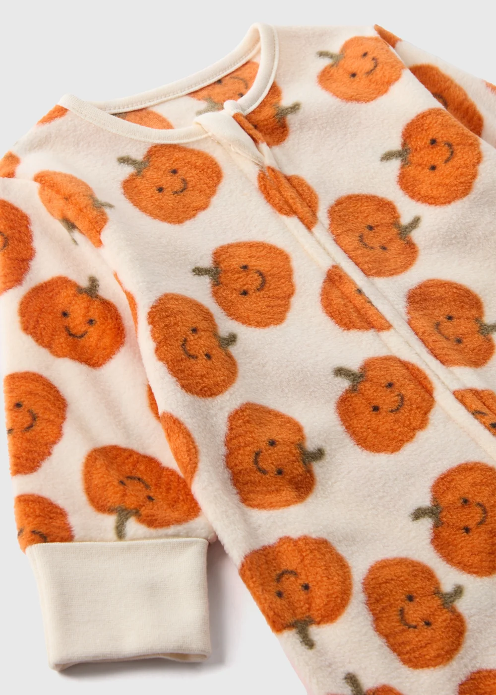 Baby Cream Pumpkin Fleece Sleepsuit (Newborn-18mths) - Age 0 - 3 Months Image 2