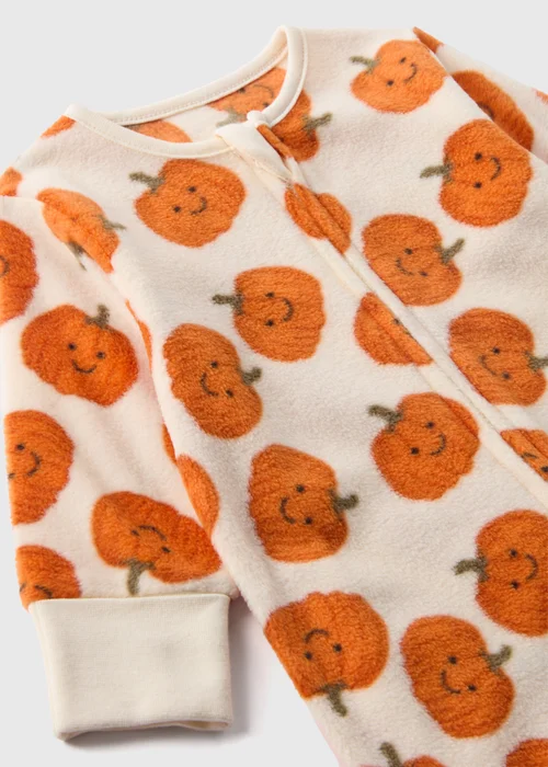 Baby Cream Pumpkin Fleece Sleepsuit (Newborn-18mths) - Age 0 - 3 Months Image 2