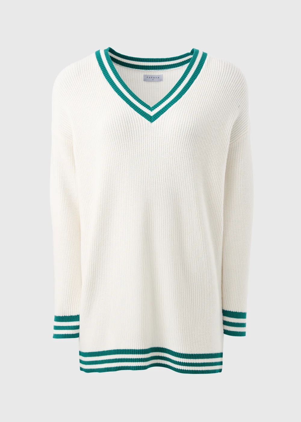 White V Neck Knitted Tunic - XS Image 4