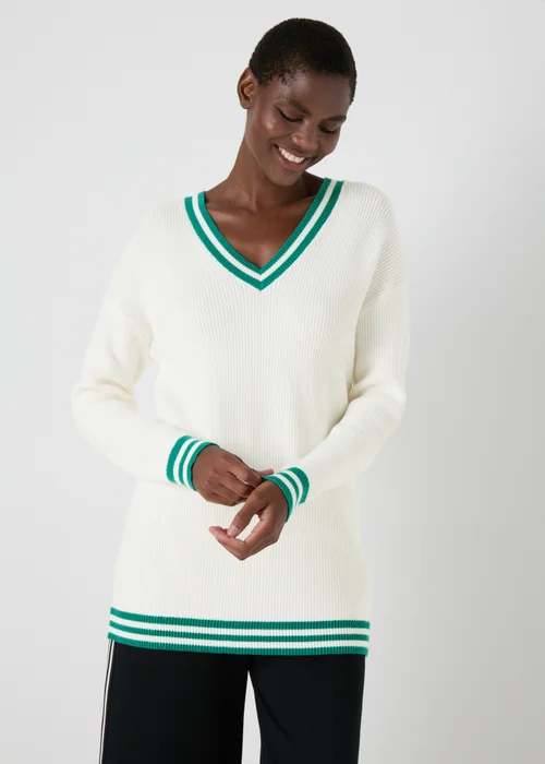 White V Neck Knitted Tunic - XS Image 1