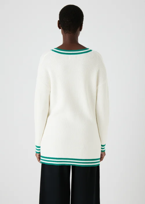 White V Neck Knitted Tunic - XS Image 2
