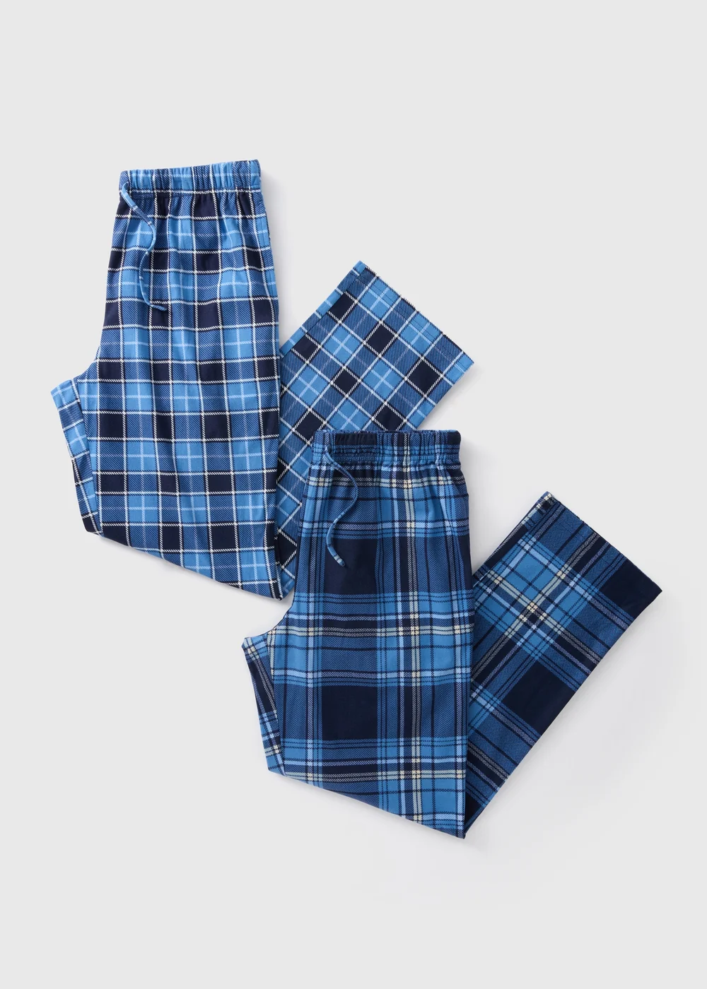 2 Pack Blue Check Woven Pyjama Bottoms - Small Image 3