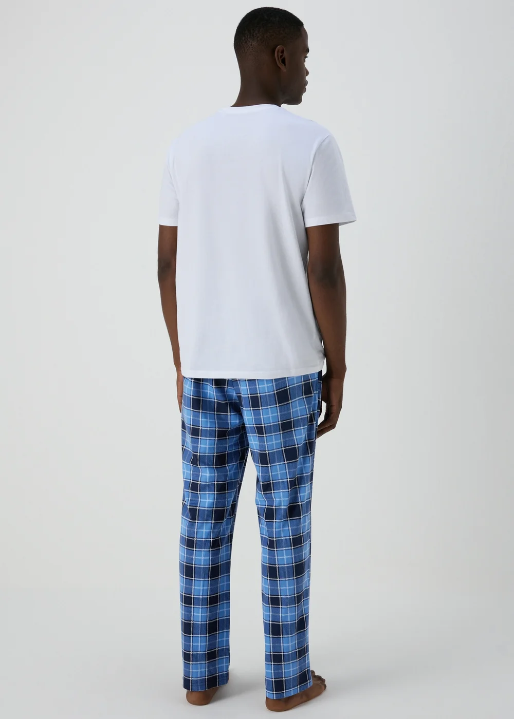 2 Pack Blue Check Woven Pyjama Bottoms - Small Image 2