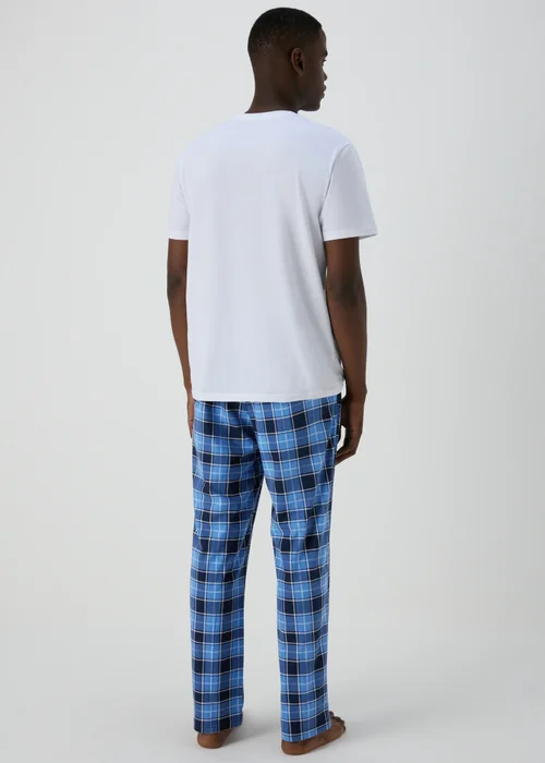 2 Pack Blue Check Woven Pyjama Bottoms - Small Image 2