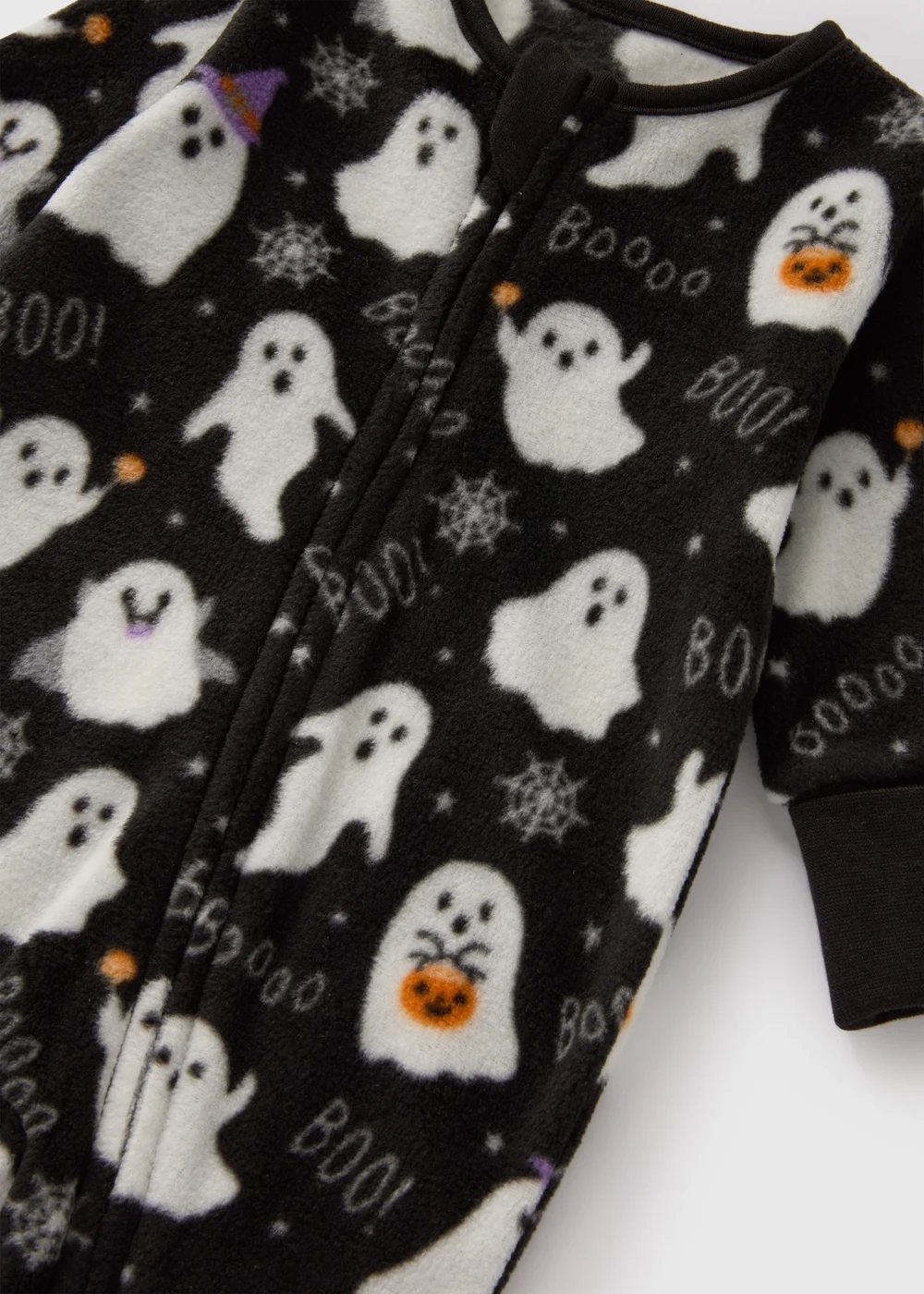 Baby Black Halloween Ghost Fleece Sleepsuit (Newborn-18mths) - Age 0 - 3 Months Image 2