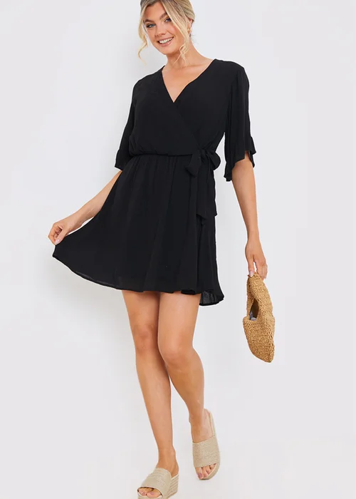In The Style Jac Jossa Black Wrap Mini Dress - Size 20 Image 3
