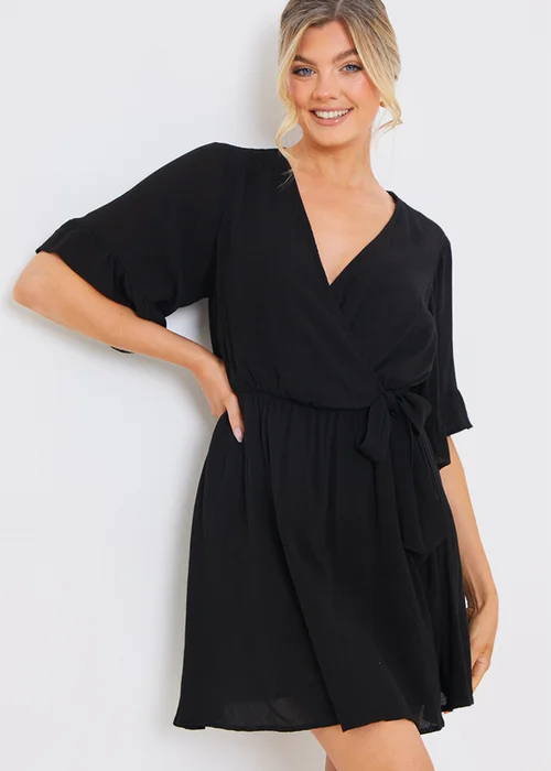 In The Style Jac Jossa Black Wrap Mini Dress - Size 20 Image 2