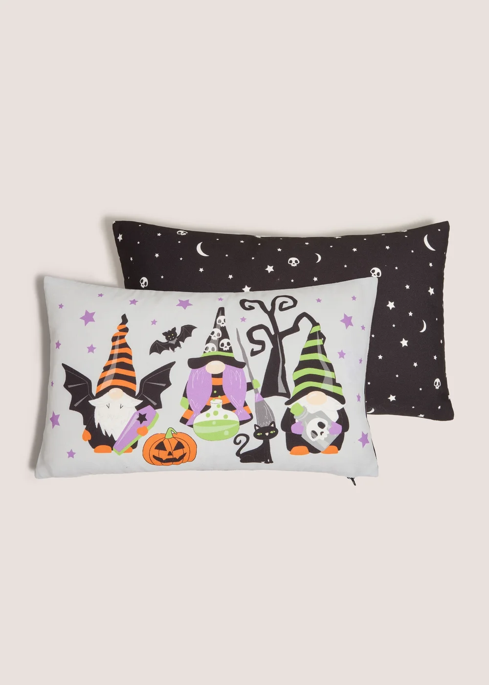 Black Halloween Gnome Printed Cushion Image 2