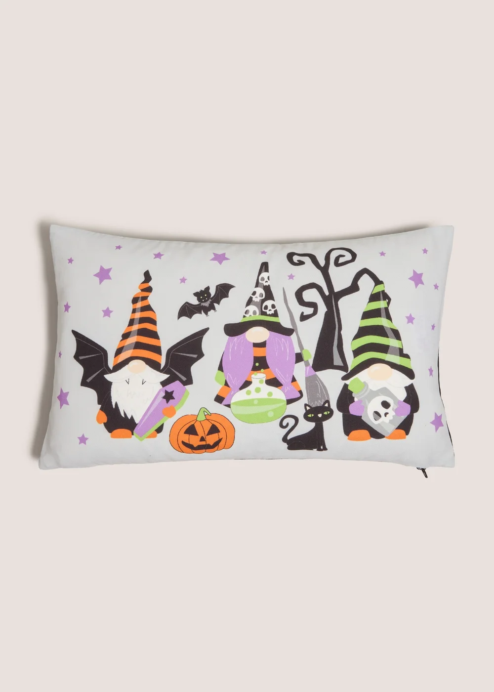 Black Halloween Gnome Printed Cushion Image 1