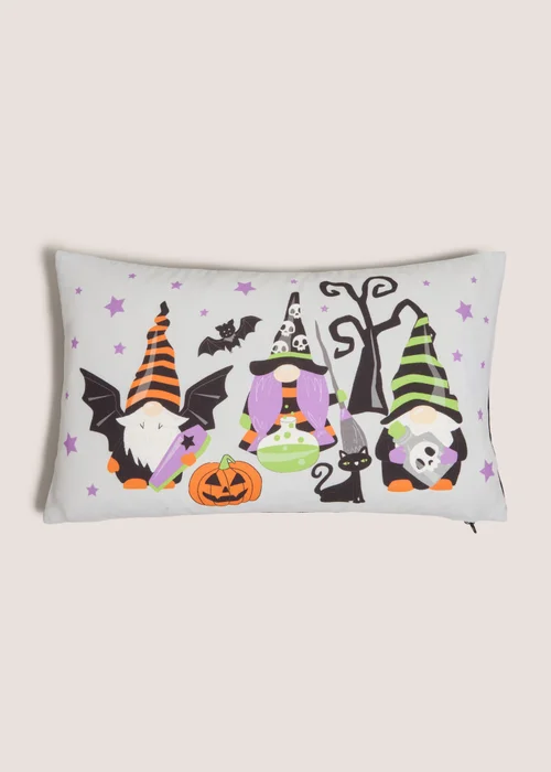 Black Halloween Gnome Printed Cushion Image 1