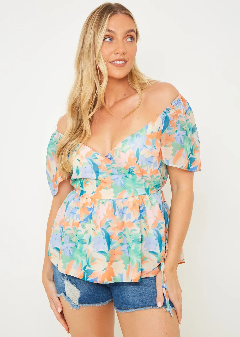 In The Style Multicolour Floral Wrap Blouse - 8 Image 1