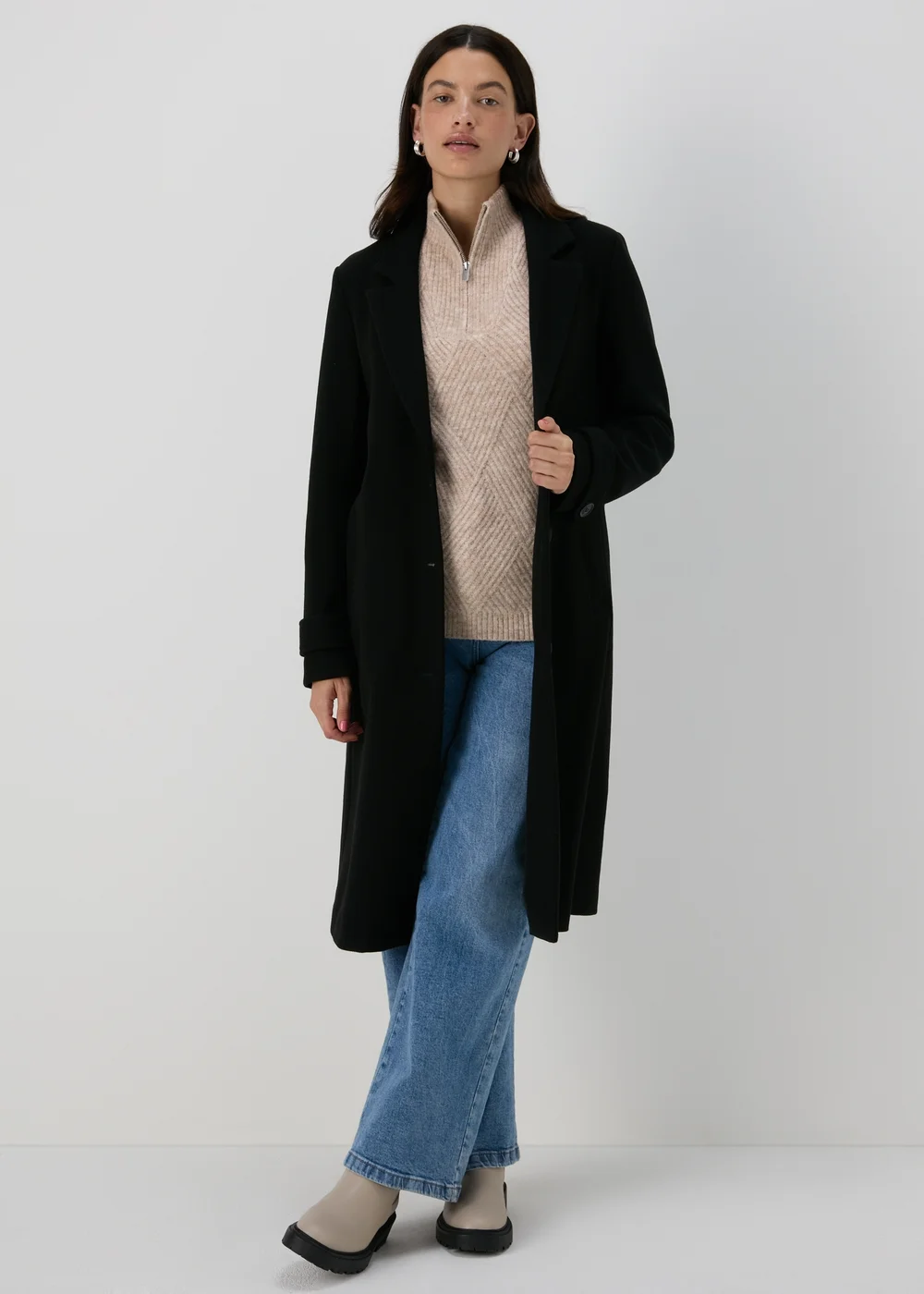 Beige Zip Ribbed Jumper - XS Image 4