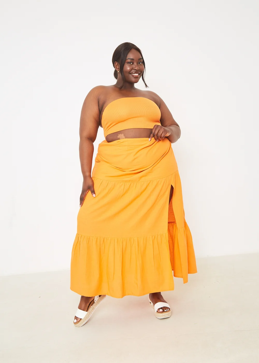 In The Style Orange Tiered Maxi Skirt - Size 8 Image 4
