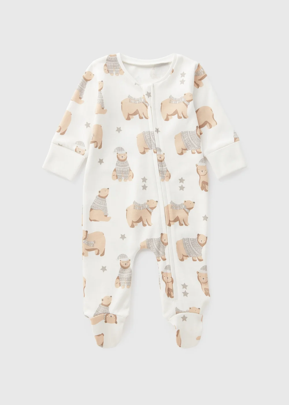 Baby Cream Bear Sleepsuit (Newborn-18mths) - Age 0 - 3 Months Image 1