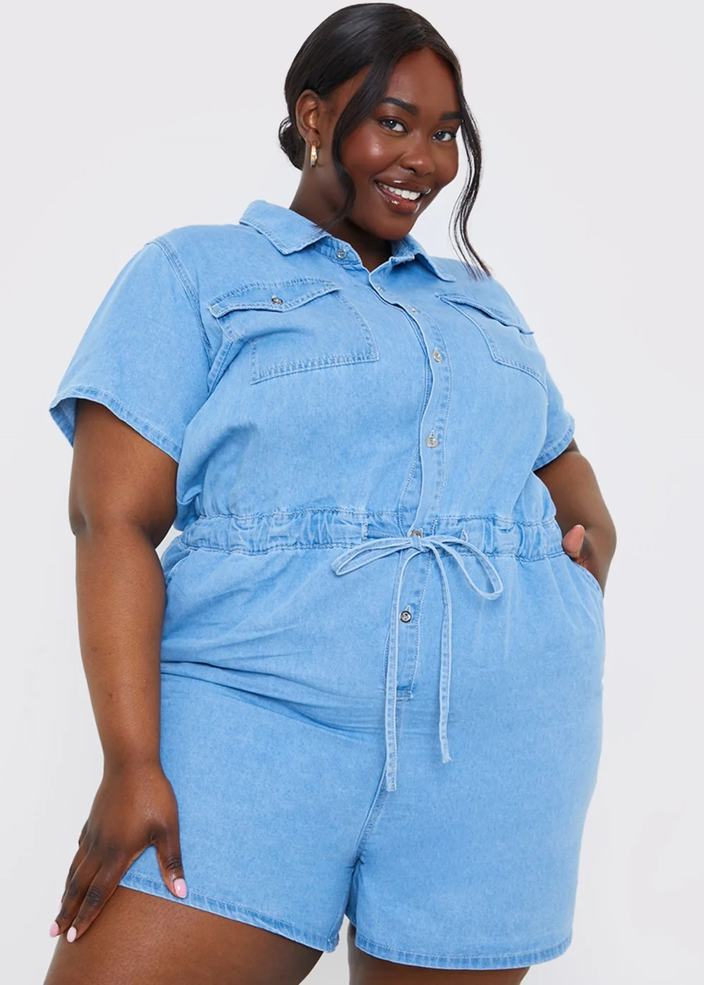 In The Style Blue Button Playsuit - 8 Image 2