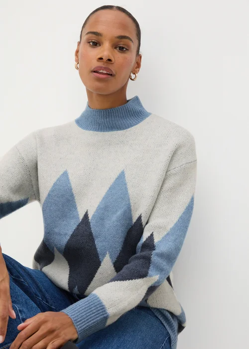 Blue Diamond Knitted Jumper - XS Image 1