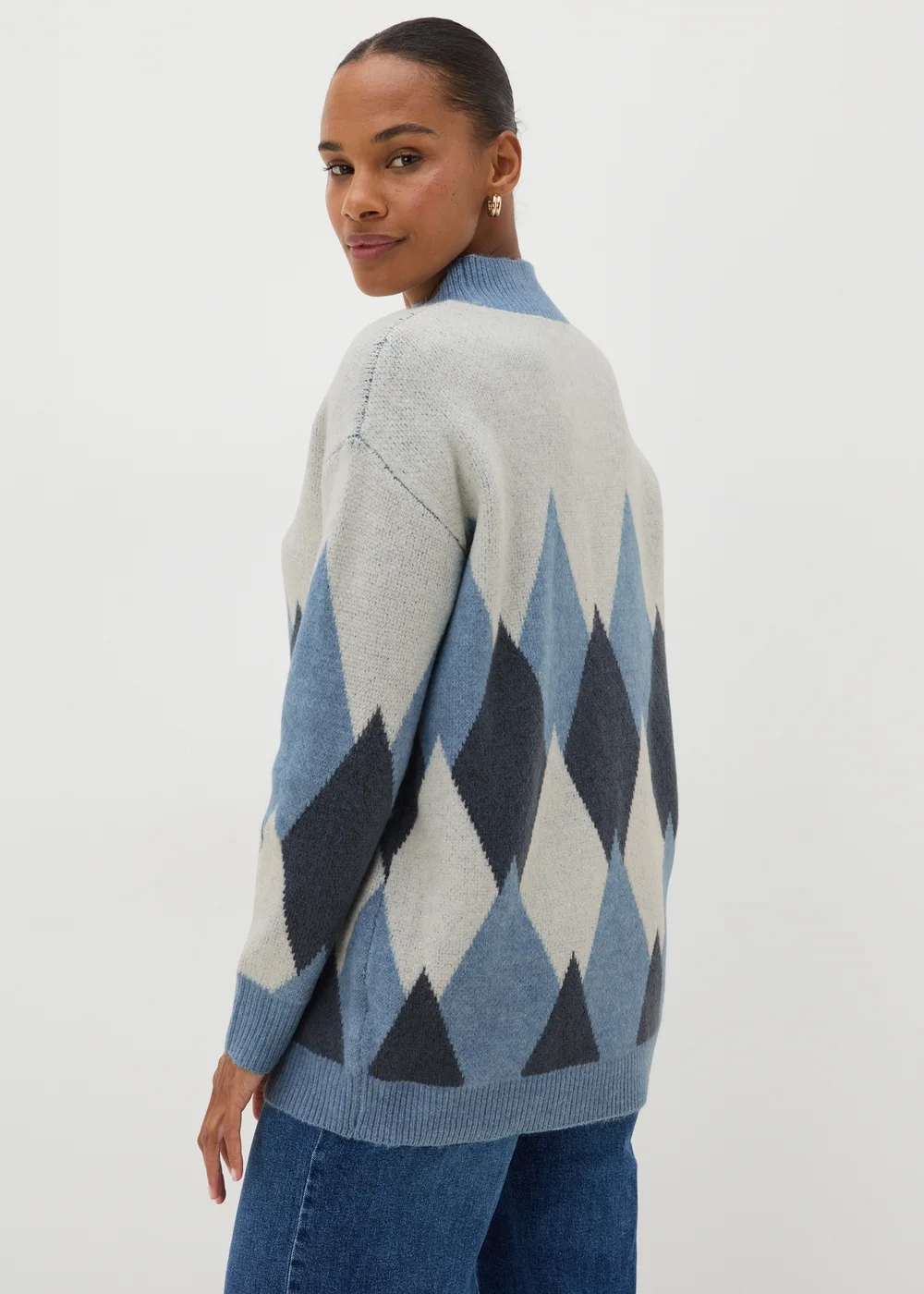 Blue Diamond Knitted Jumper - XS Image 2
