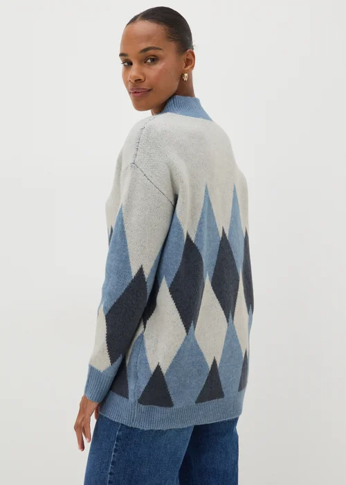 Blue Diamond Knitted Jumper - XS Image 2