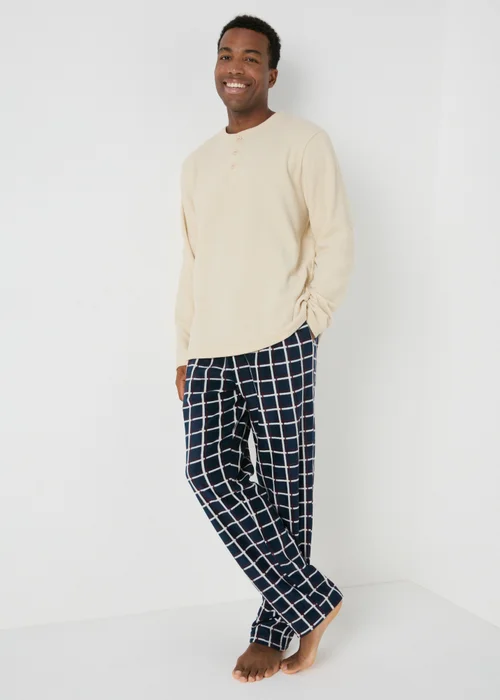 Stone Check Fleece Pyjama Set - Extra small Image 1