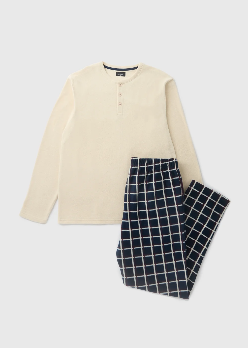 Stone Check Fleece Pyjama Set - Extra small Image 3