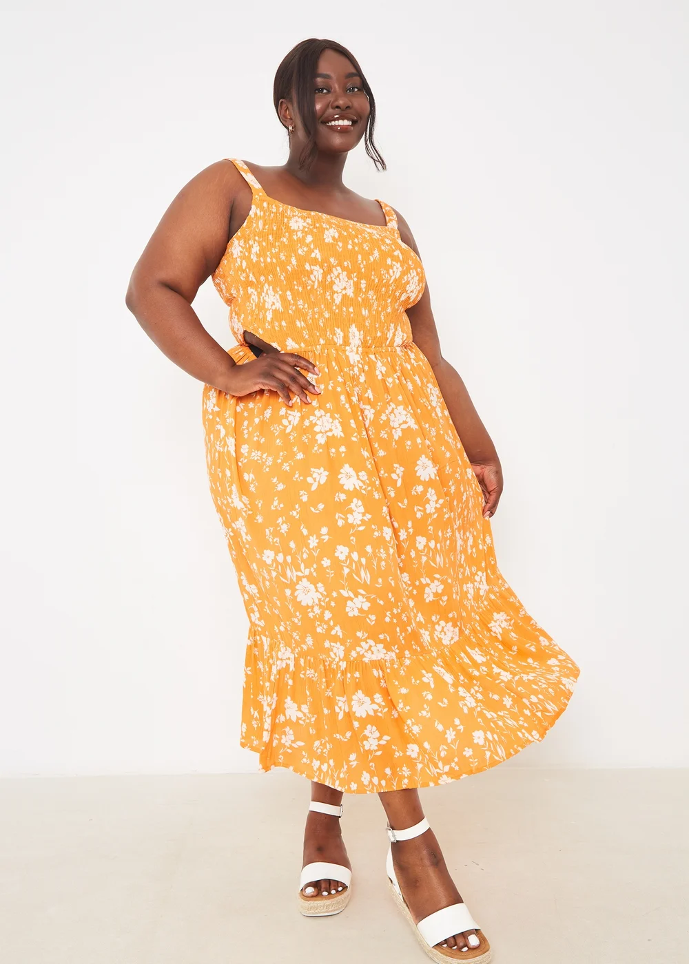 In The Style Orange Floral Cut Out Midi Dress - Size 8 Image 5