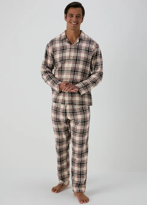 Ecru Check Brushed Pyjama Set - Small Image 1